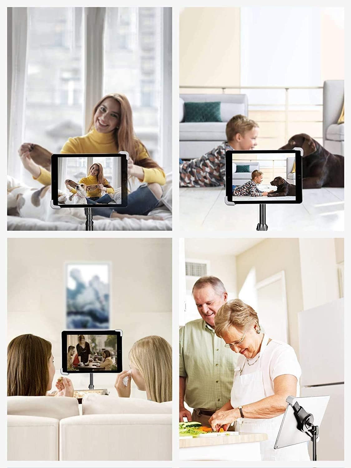 elitehood Treppiede per iPad, 165 cm, regolabile in altezza, supporto da pavimento per iPad con supporto girevole a 360°, per iPad Pro 12,9 11, iPad Air e tutti i tablet da 9,5-14,5 pollici