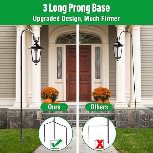 Miniatura 4 de GOFORWILD Paquete de 2 ganchos de pastor ajustables, 49 pulgadas de alto, gancho de jardín de metal de alta calidad para exteriores, plantas