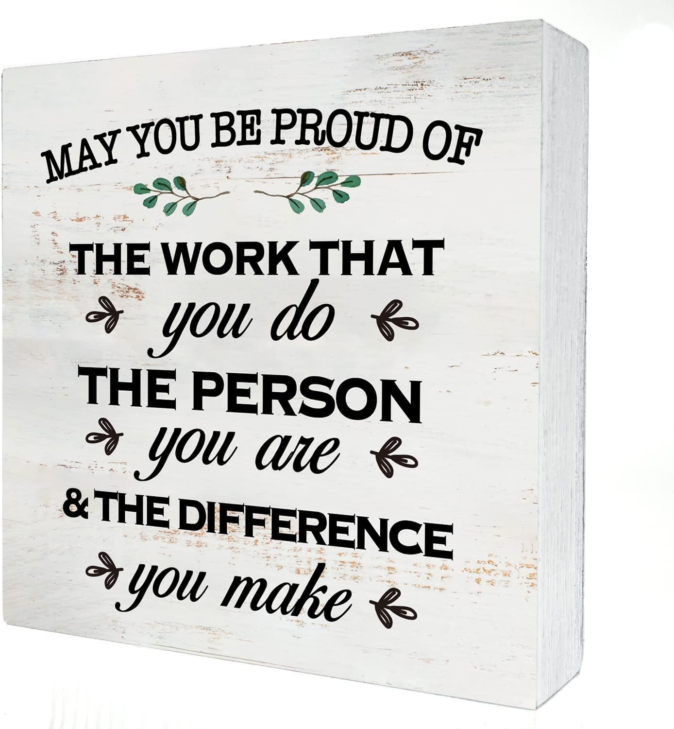 7x7 Inch Rustic Box Sign Inspirational Quote Wood Desk Decor