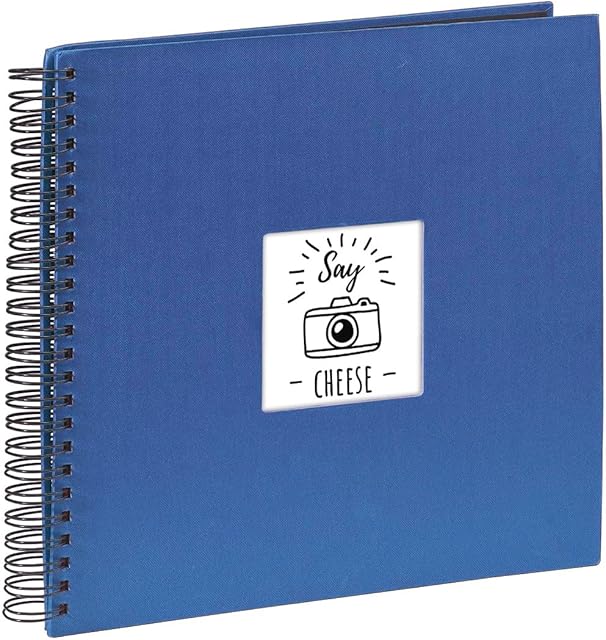 Hama Fine Art photo album, 50 black pages (25 sheets), spiral bound album 36 x 32 cm, with cut-out window, blue