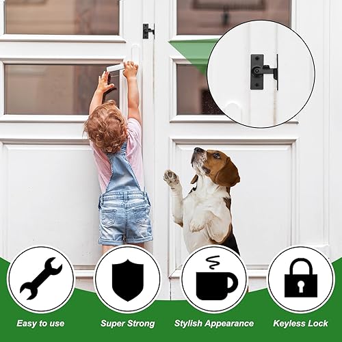 Miniatura 5 de Paquete de 2 pestillos abatibles, acero inoxidable de 2.4 pulgadas con tornillos, cerraduras deslizantes de 90 grados para puerta de granero, cerca,