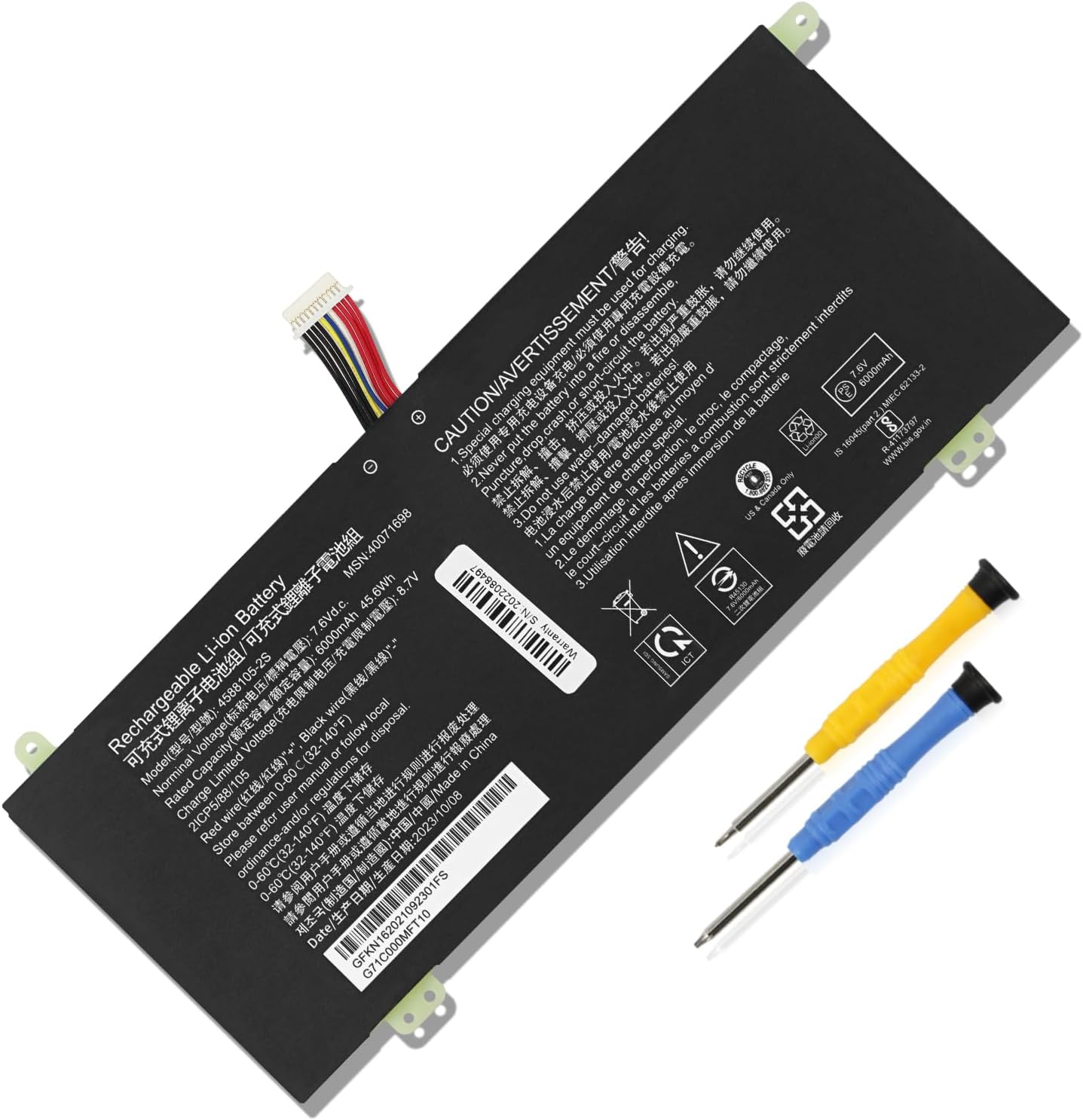 Batterie 45.6Wh Pour Dynabook Satellite Pro C50-G C40-G Medion Akoya - 4588105-2S 4588106-2S