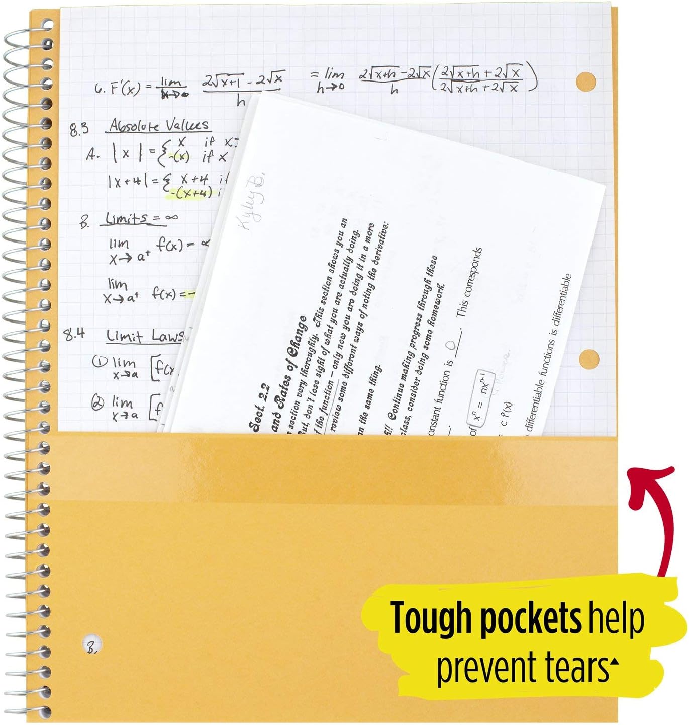 Five Star Spiral Notebook, 5 Subject, College Ruled Paper, 200 Sheets, 11" x 8-1/2", Customizable Cover, Color Selected For You (08234)