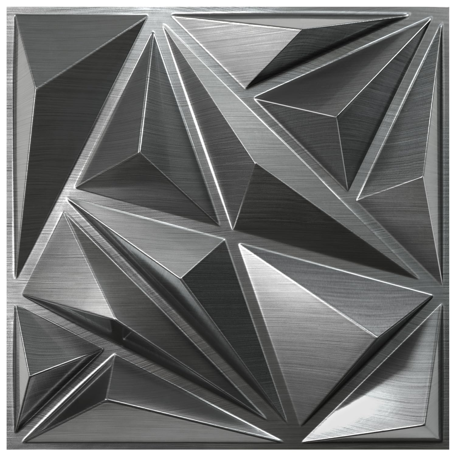 STICKGOO Brushed Silver 3D Wall Panels for Interior Wall Decor, 12''x12'' Diamond Accent Panels for Living Gaming Room, Bedroom, Office, 33 PackClimeCo Certified