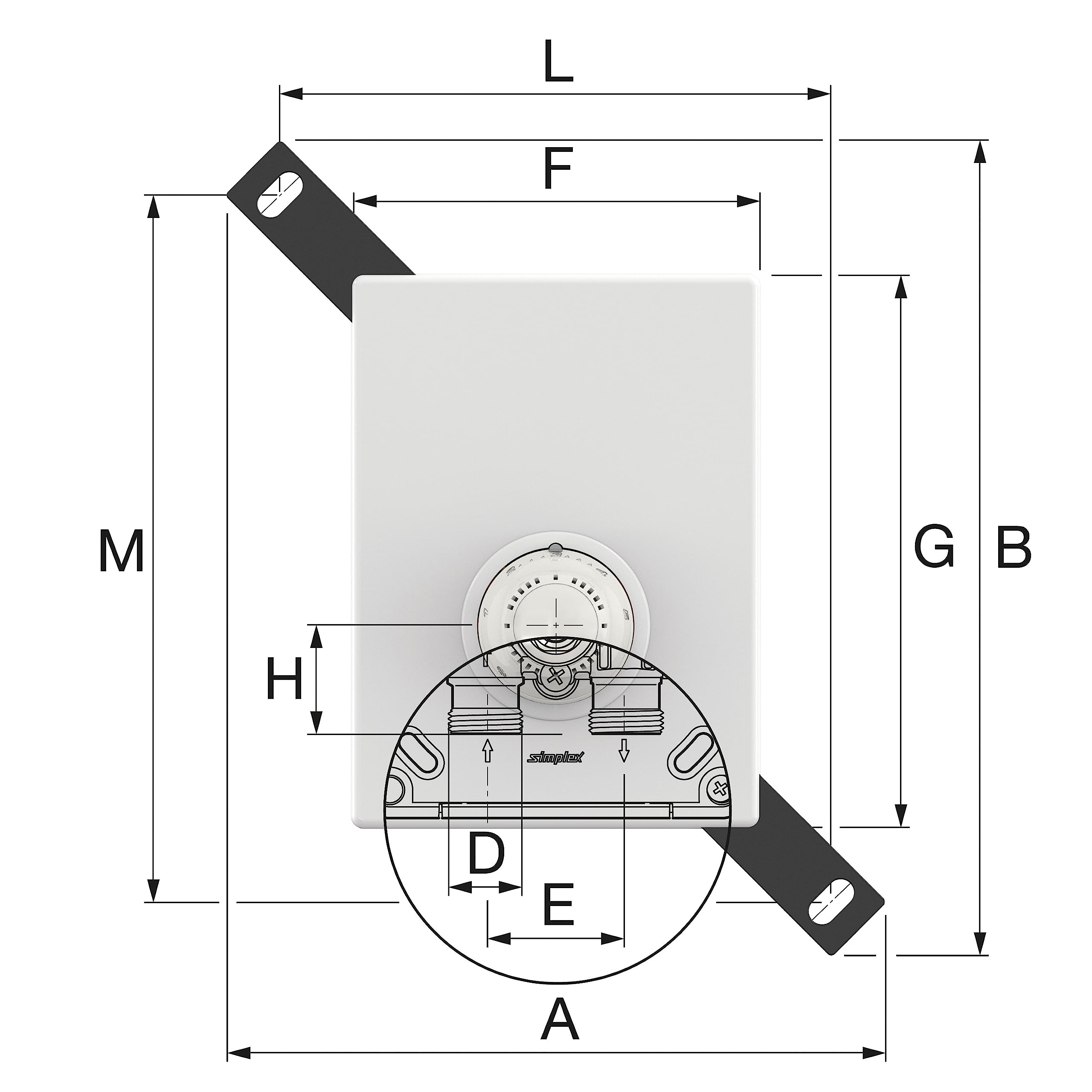 Zestaw do regulacji Simplex regulator temperatury otoczenia w systemach ogrzewania podłogowego z regulowanym ograniczeniem temperatury powrotu - F11879