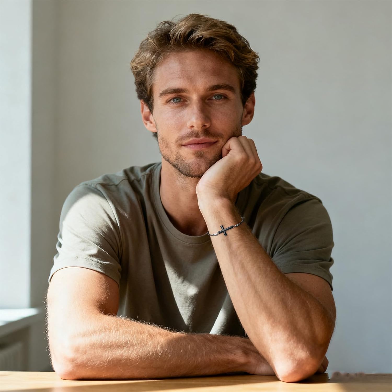 Cross Bracelet for Men 925 Sterling Silver Mens Christian Religious Bracelet Cross Jewelry Christian Gifts for Husband Father Friend - Image 4