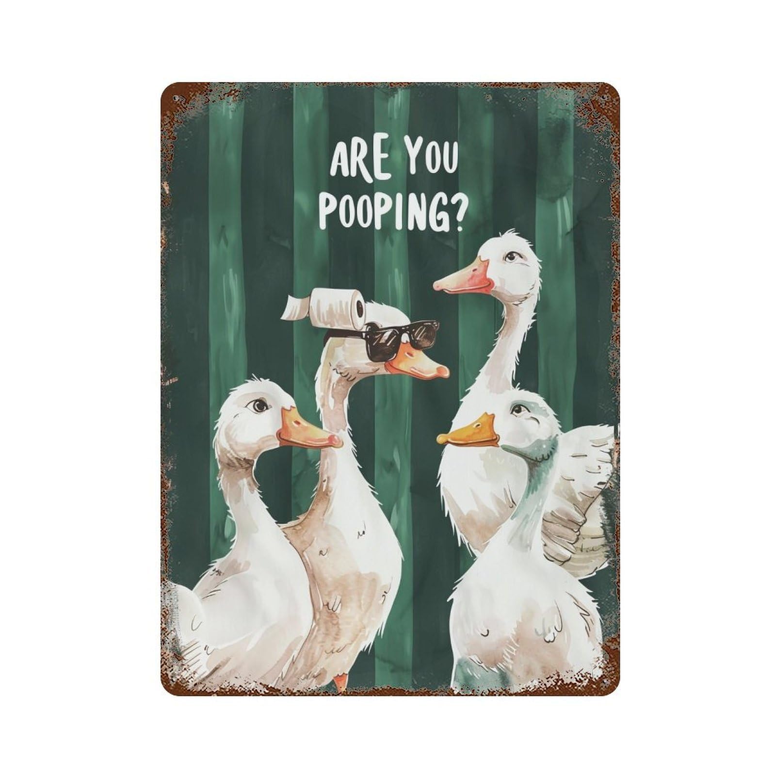 FHUYEURHRY Duck Bathroom 02 Wall Decor Retro Iron Vintage Art Metal Tin Sign Poster Modern Home Cofffee Club Art Bar Shop Decorations Style-15 40x30cm