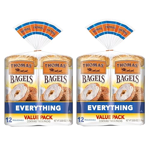 Thomas' Everything Soft and Chewy - 24 bagels precortados, paquete económico, 2 bolsas (18 onzas2 unidades, 12 unidades cada una), total 24 bagels