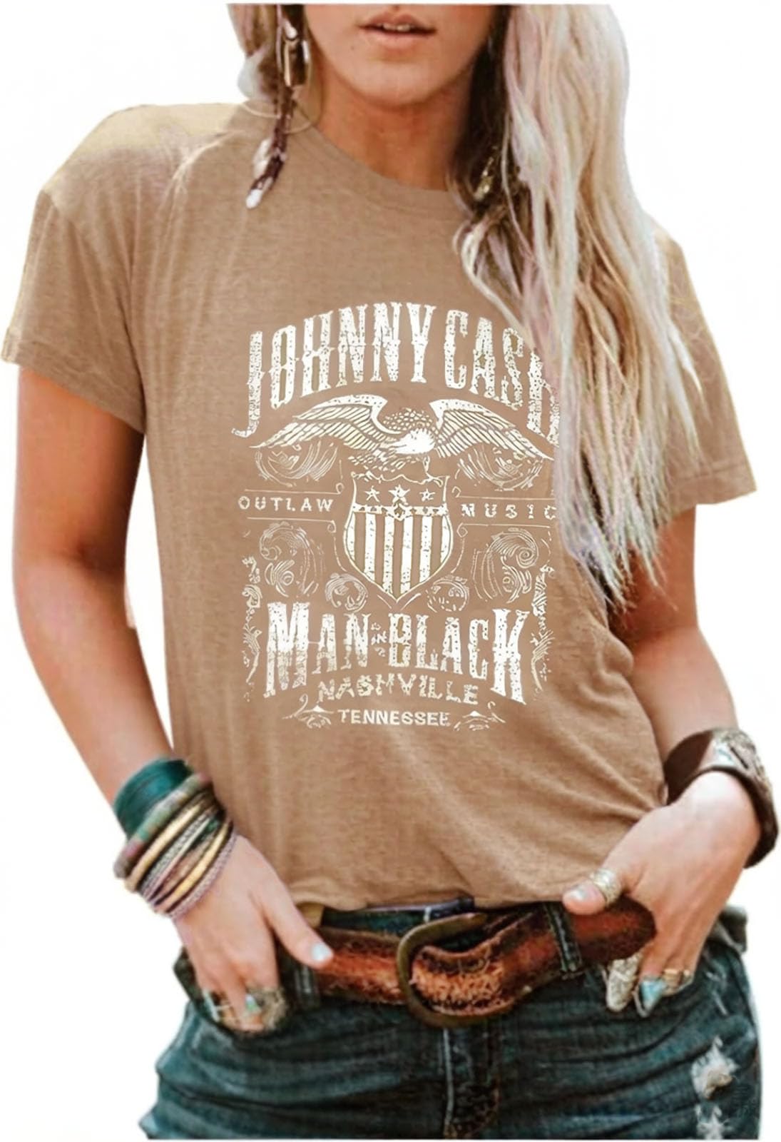 Western Rodeo T-Shirt Women Vintage Cattle Skull Cowboy Shirt Country Music