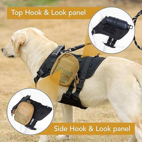 Miniatura 4 de Arnés táctico sin tirones para perro, arnés ajustable de chaleco para perros medianos y grandes, paneles grandes de gancho y bucle, arnés Molle para