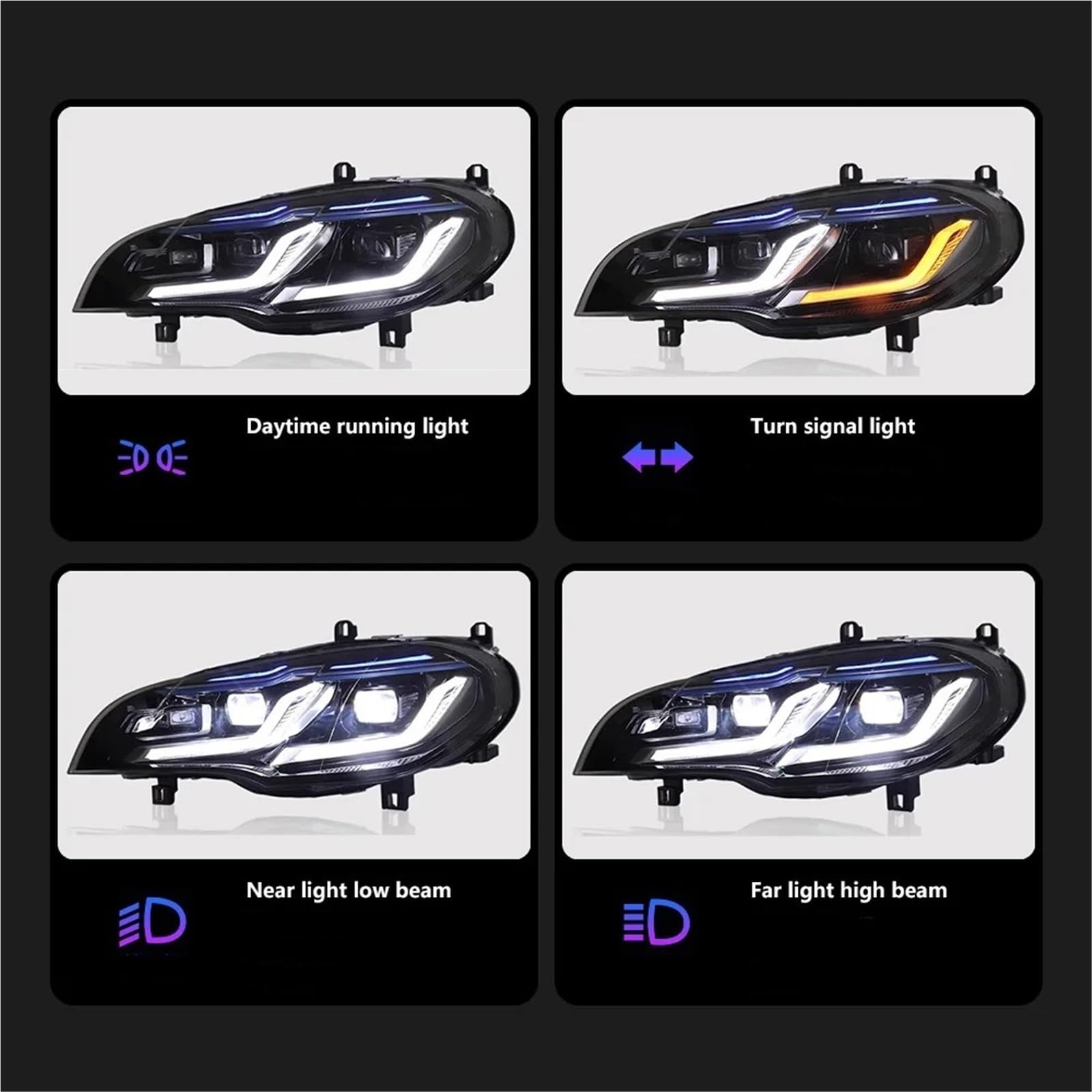 Faro Coche Faro Delantero Tipo Ojo De Ángel Para Coche, LED, DRL, Luz Señal, Hid, Bi-Xenón, Para X5 E70 2007 2008 2009 2010 2011 2012 2013 Faros Delanteros