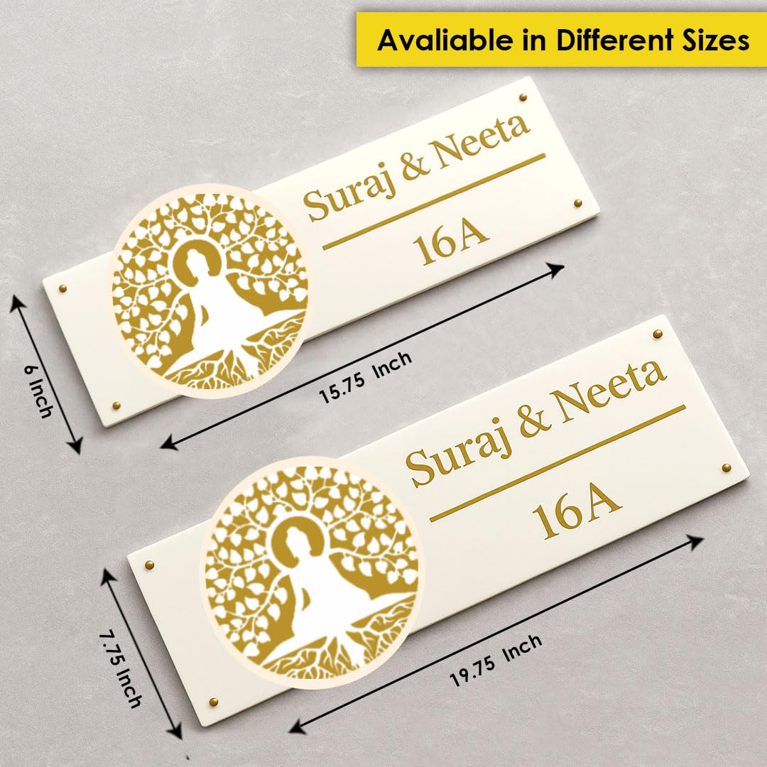 Personalised Buddha Acrylic Name Plate for Home | Kalpavriksha Name Board — Amazon image 4