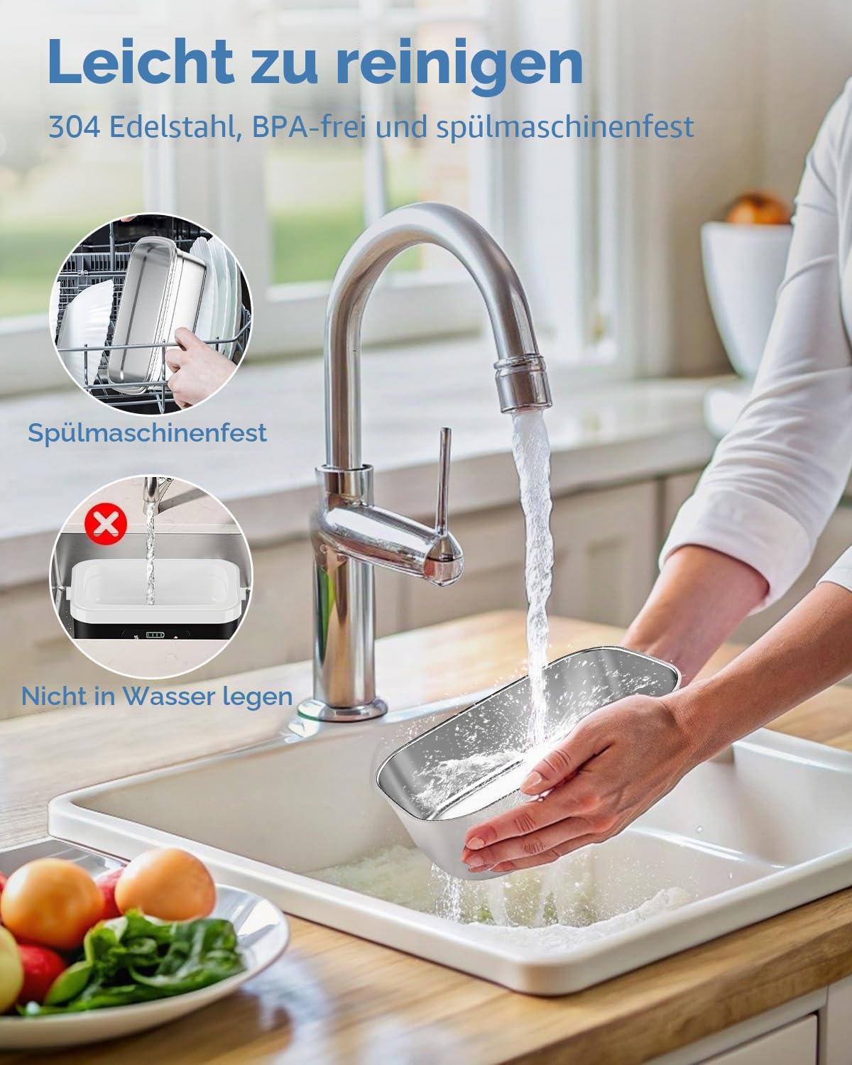 ElekElektrische Lunchbox 1L mit Timer, 8000 mAh Akku, kabellos