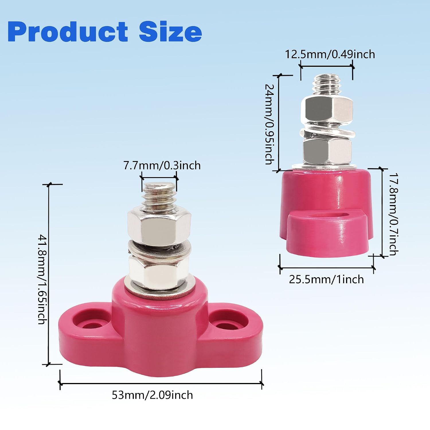 5/16 Single Stud Busbar 12V 150A DC Battery Terminal Block M8 Power Distribution Block for Automotive Marine Power Systems 2pcs