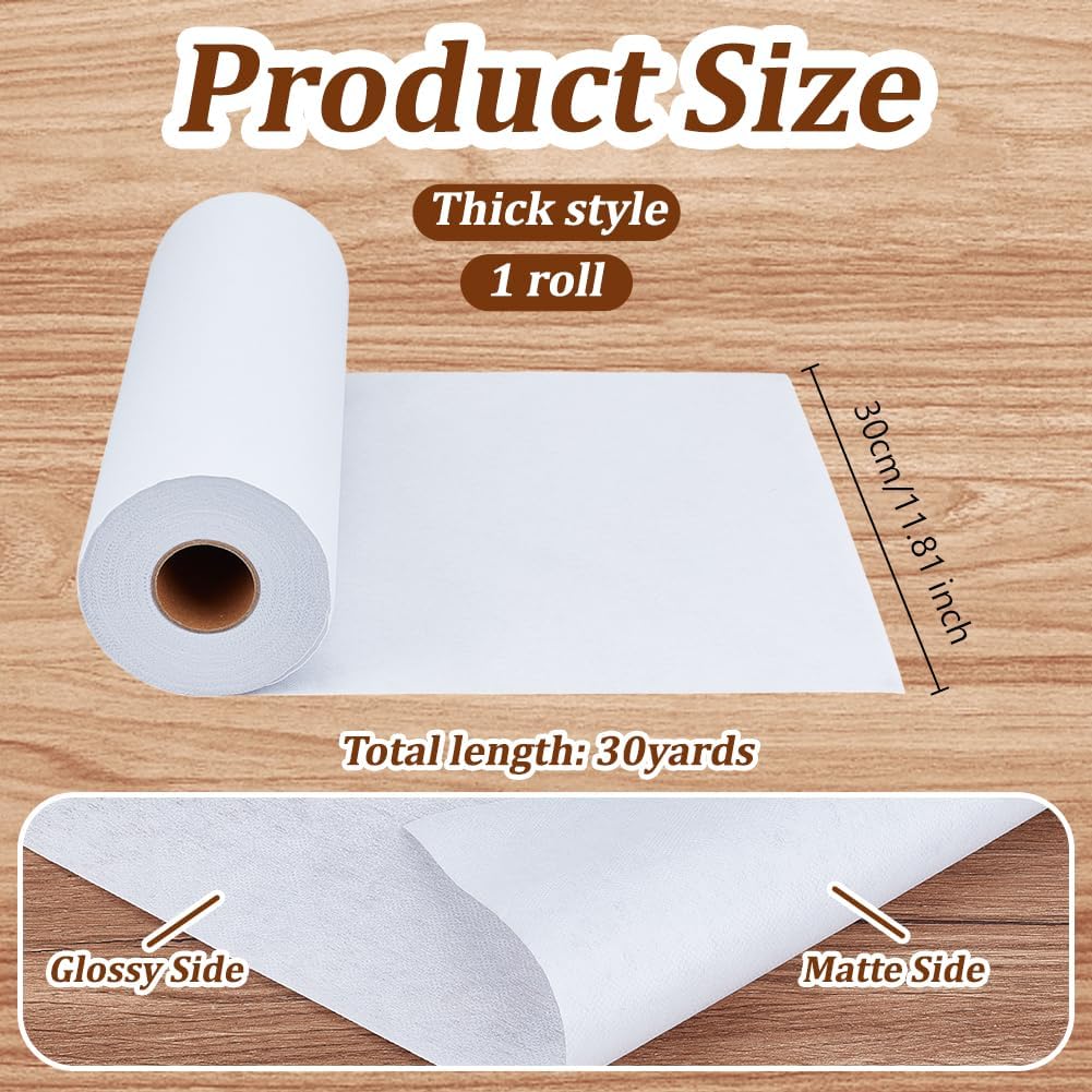 OLYCRAFT Heavy Weight 55g/㎡ White Iron-On Fusible Interfacing 11.81 Inch x 30 Yards Non-Woven Interfacing Iron On Single-Sided Interfacing Non-Woven Apparel Interfacing for Sewing DIY Crafts Supplies