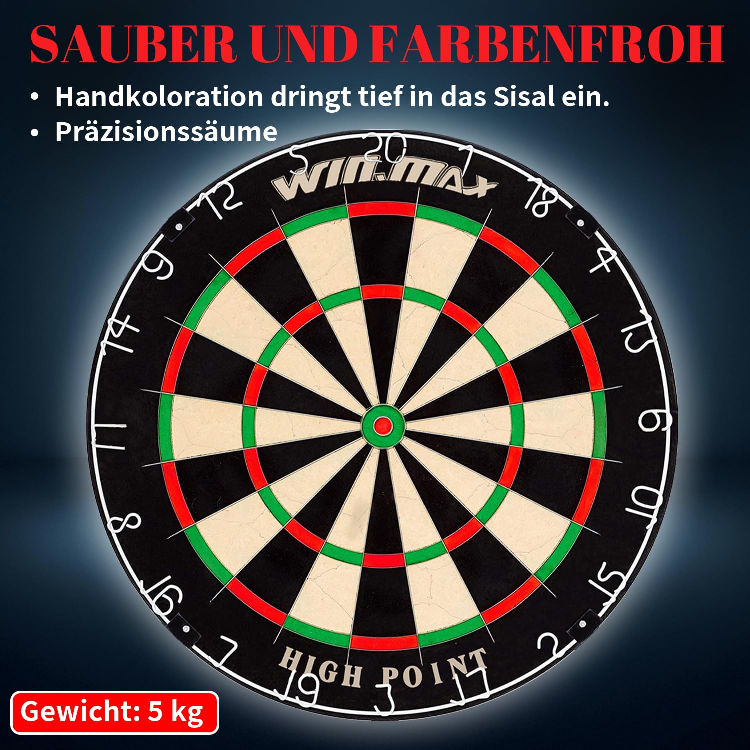 Dartscheibe Kork Offizielles mit Pfeilen Turniermaß Bristle Dart Scheibe Dartboard Steeldartscheibe Steeldart Dartscheiben Set 6 Dartpfeile Metallspitze,12 Flights