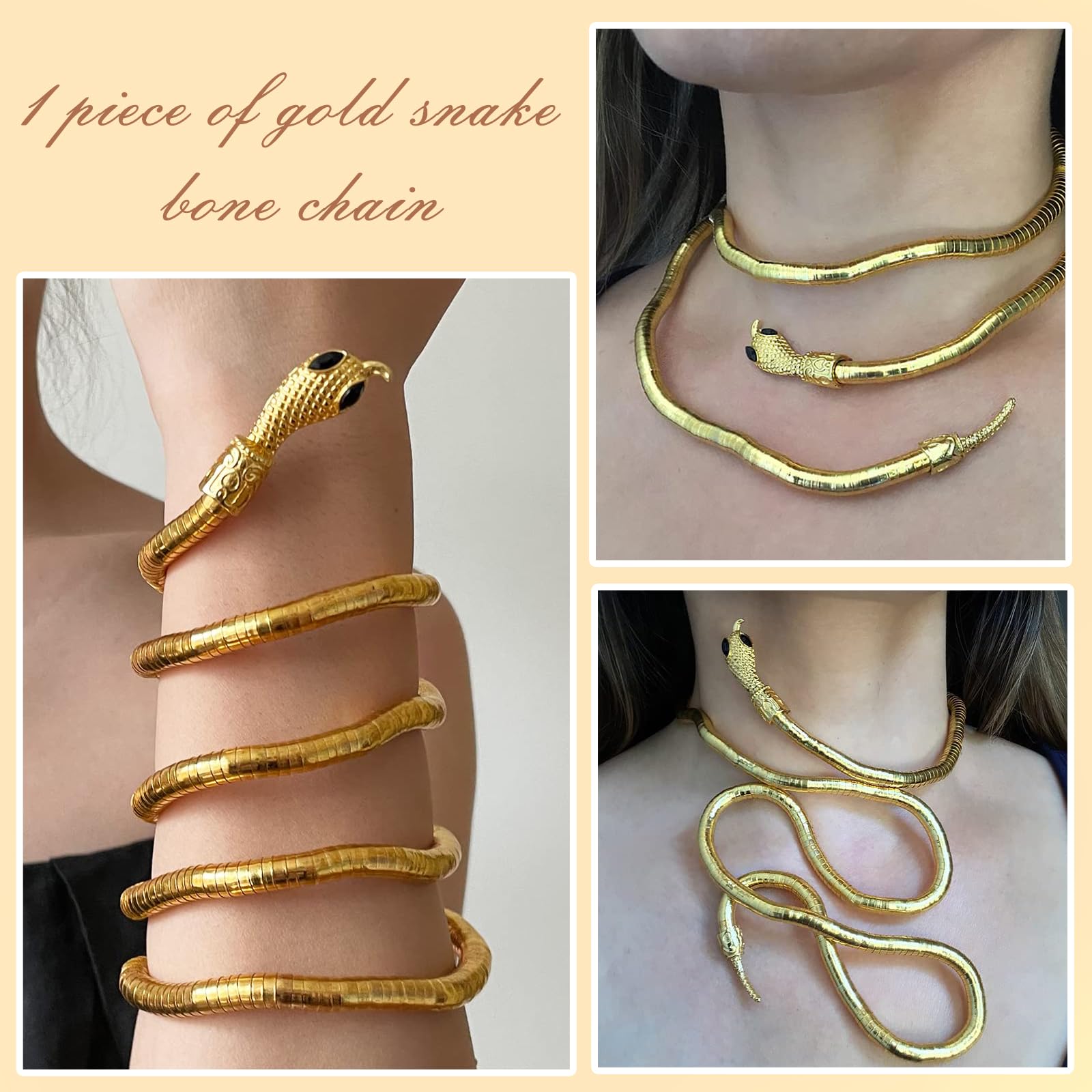 Moguri Naszyjnik Wężowy, Biżuteria, Łańcuszek, Złoty, Snake, Bransoletka na Ramię, Choker, Gumowa