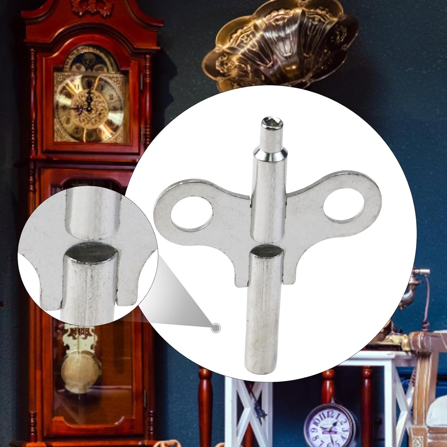 ECOMISTIQ® Clock Winding Key Ergonomic Collectors Steel Hobbyists for Mechanical Clocks Argent Double Head|Showpieces & Collectibles|Decorative Accessories|Home & Décor