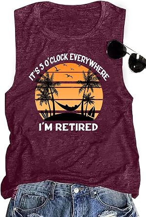 Retired Shirt for Women Retirement Tank Tops Beach Vacation Shirt Summer Sleeveless Party Blouse Tee Tops