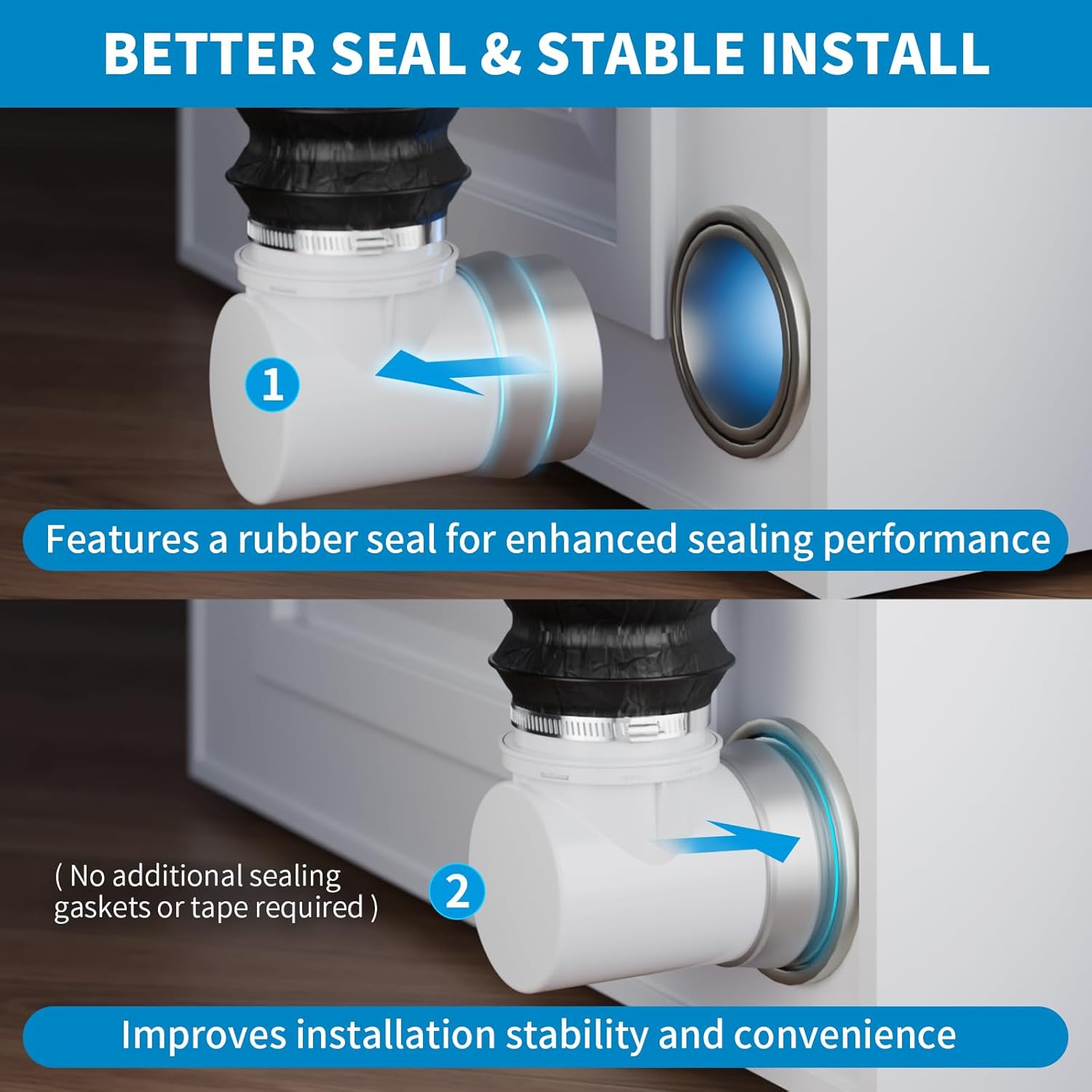 Hon&Guan 4 Inch Dryer Vent Hose for Tight Space, 8Ft Aluminum Exhaust Duct Hose with Dryer 90 Degree Elbow, Space-Saving Dryer Vent Hose for Clothes Dryer