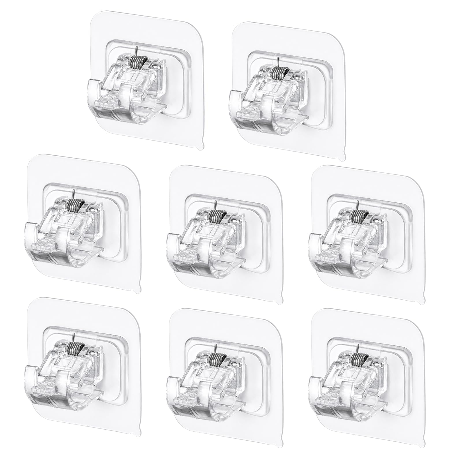 8PCS Self-Adhesive Curtain Hooks, No Drill Adjustable Curtain Rod Brackets Easy Install Home Accessories for Doors & Windows