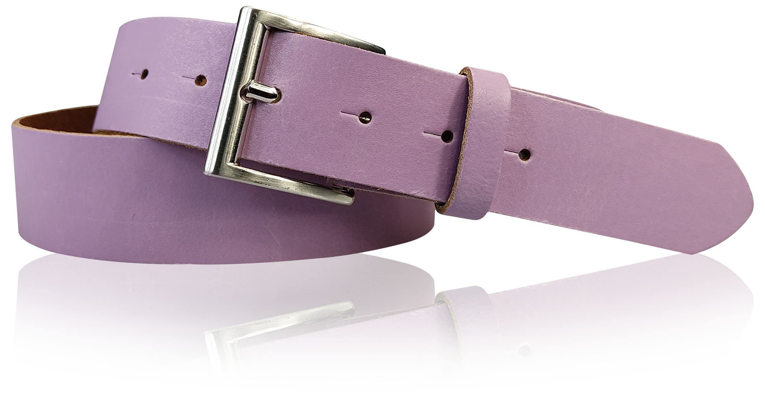 FronhoferClassic Genuine Leather Belt 4 cm / 1.5 inch, Silver Bar Buckle 18010