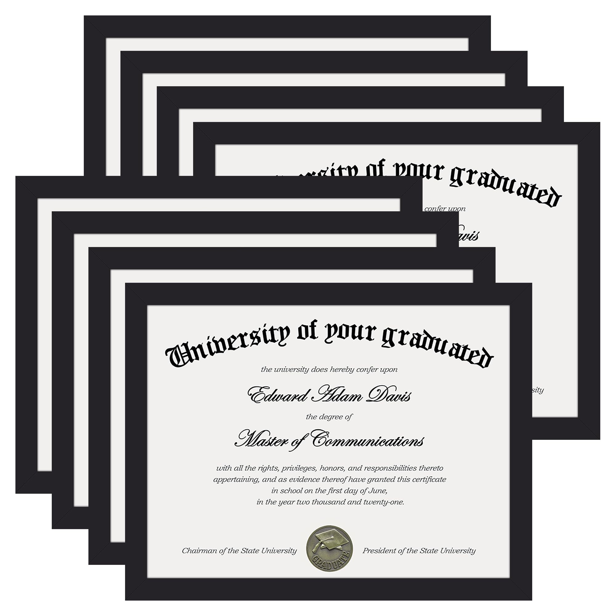 upsimples Certificate Frame, 8.5 by 11 Diploma Frames, 8 Pack, Black