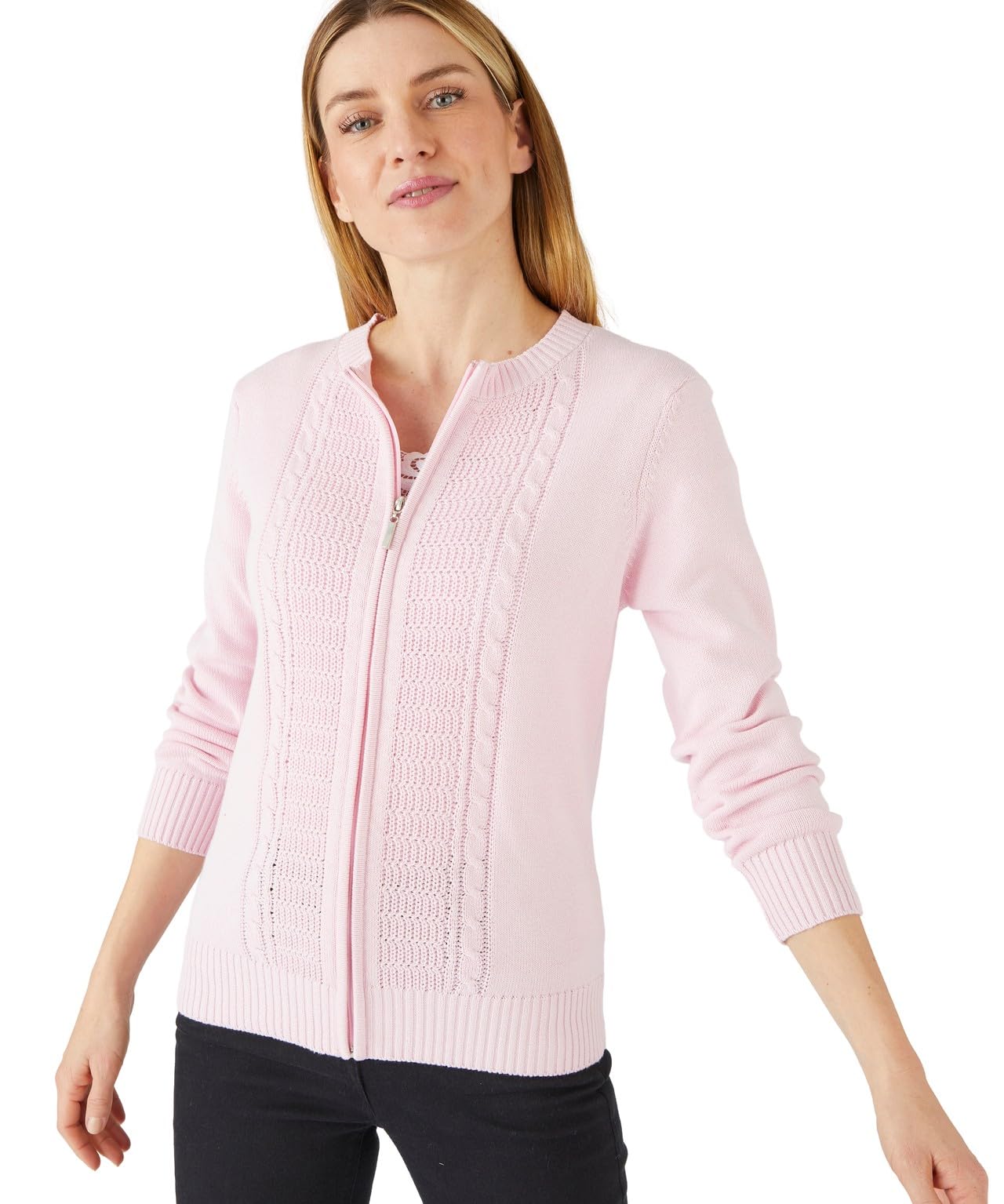 Damart - Zip Cardigan, Pink, 14/16
