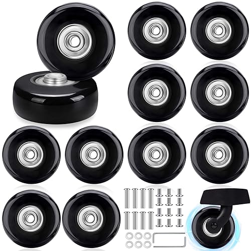 Lenwen Kit de 12 piezas de repuesto para maleta, ruedas giratorias silenciosas, resistentes al desgaste, kits de reparación de rodamientos para
