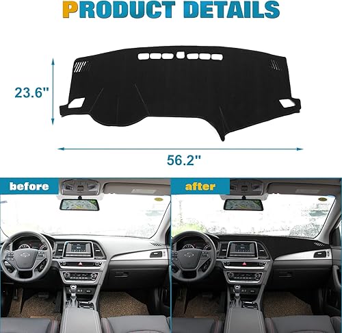 Miniatura 2 de x xotic tech Alfombrilla para consola central para tablero de instrumentos precortada, antideslizante, protector solar antirreflejos, cubierta