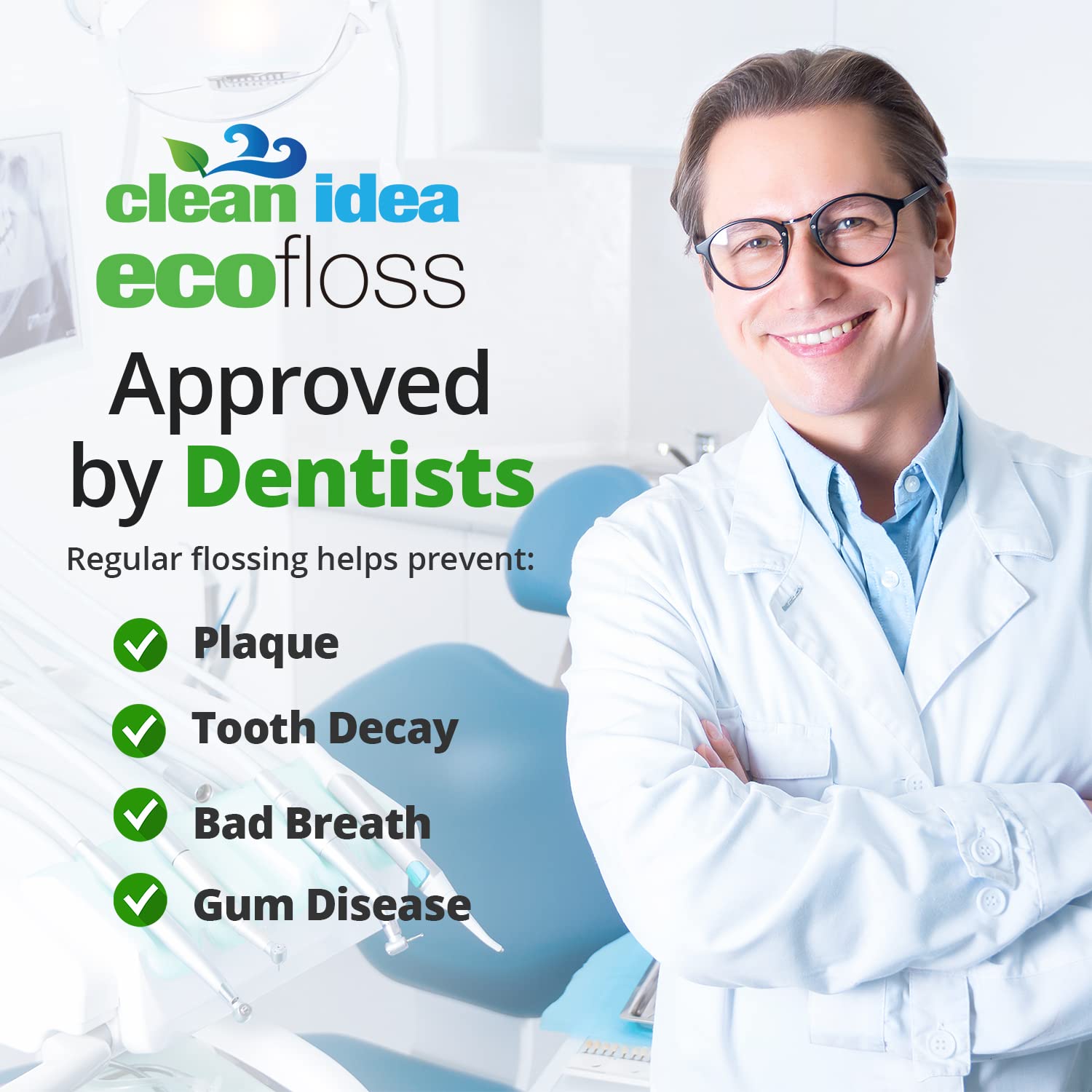 Ecofloss 6 x 25 m de hilo dental - Hilo dental encerado vegano - Hilo natural - Hilo orgánico - Hilo ecológico - Hilo de seda