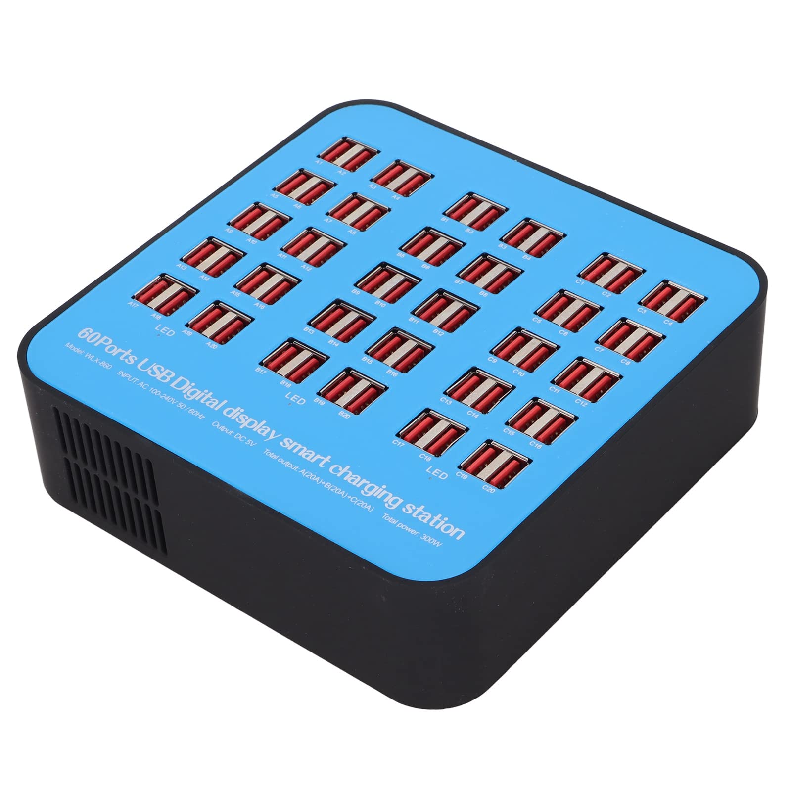 Estación de Carga Rápida USB de 60 Puertos con Chip Inteligente, Protección contra Sobretensiones y Compatibilidad Global para Múltiples Dispositivos, Adecuada para Hoteles,