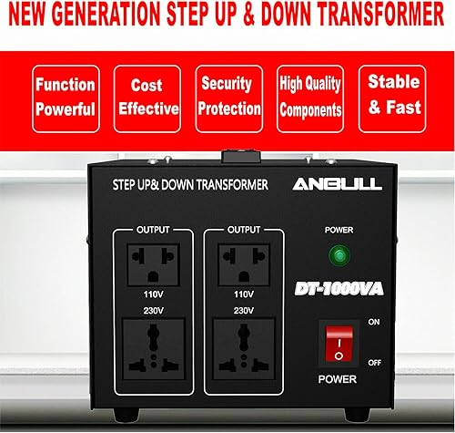 Miniatura 4 de Anbull Convertidor de Voltaje Transformador de Voltaje de 1000 Vatios, 220V  230V  240 Voltios a 110V  120 Voltios o 110V  120 Voltios a 220V  230V