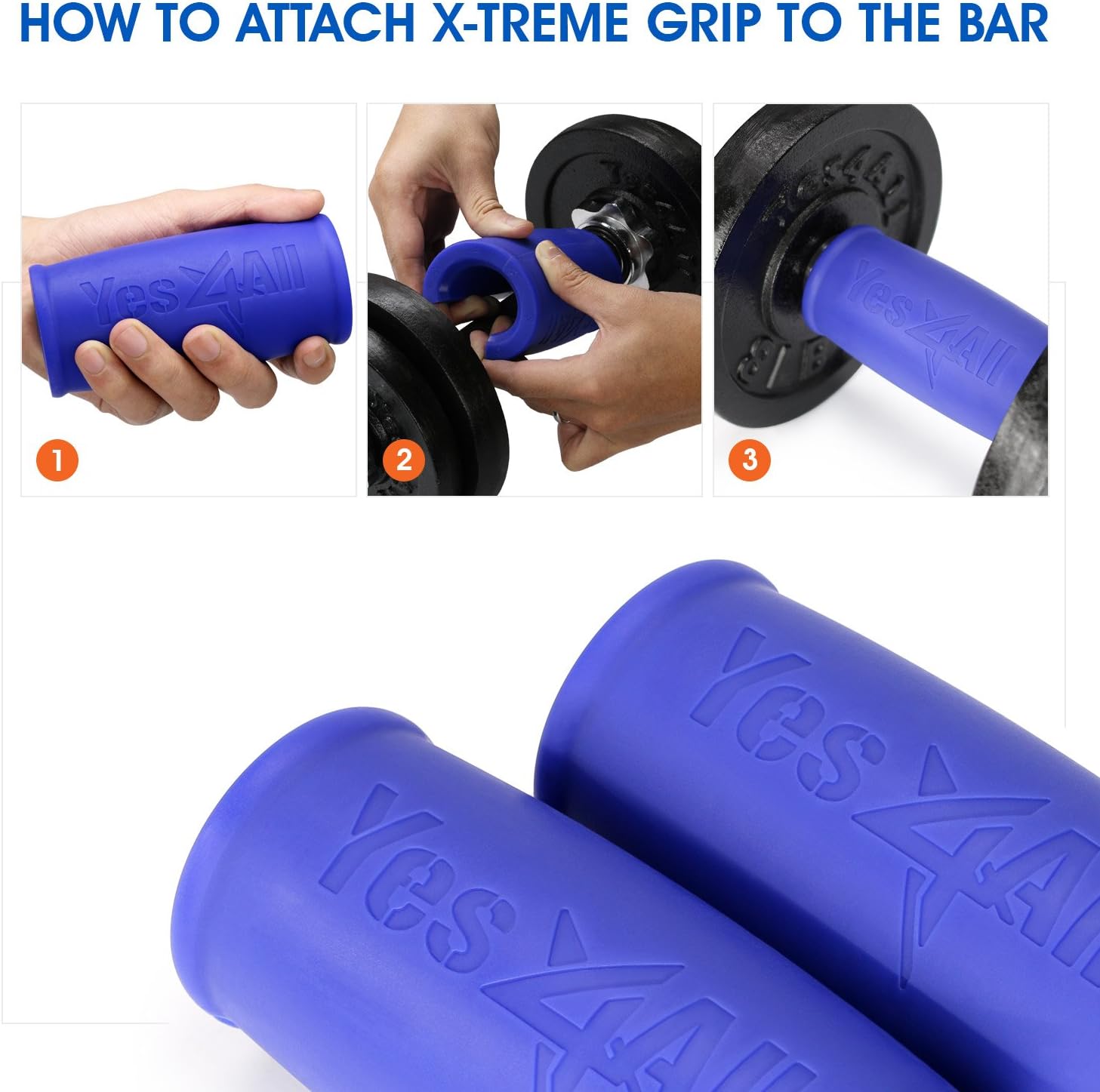 Yes4All Thick Bar Grips / Thick Grips for Barbell, Weight Lifting, Body Building Training – Thick Bar Adapter / Barbell Grips (Blue, Set of 2) : Sports & Outdoors