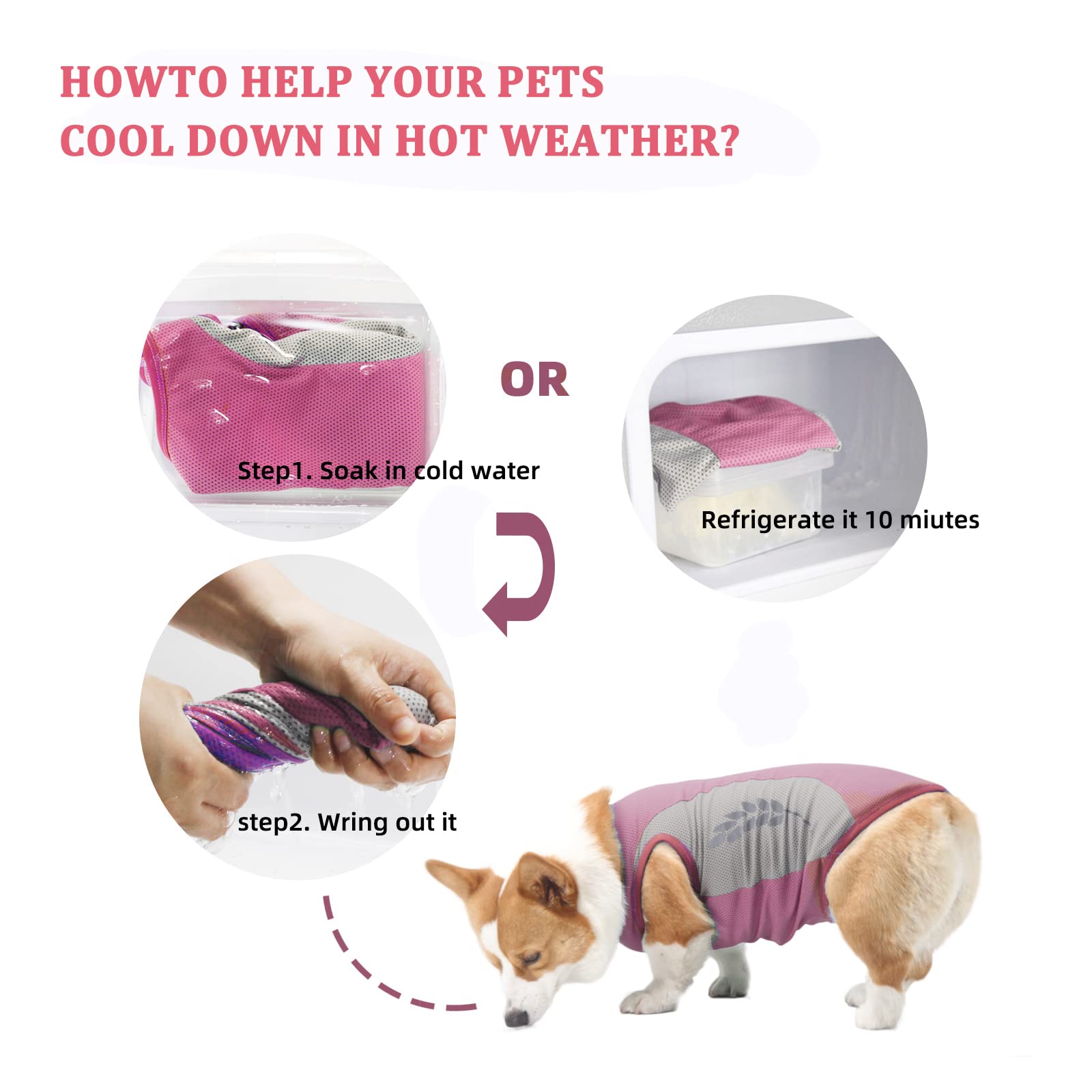 Gilet di Raffreddamento per Cani Leggeri, Maglietta di Sicurezza per Cani Traspirante a Prova di Sole, Protezione UV Cappotto per Cani con Striscia Riflettente, Giacca di Raffreddamento per Animali