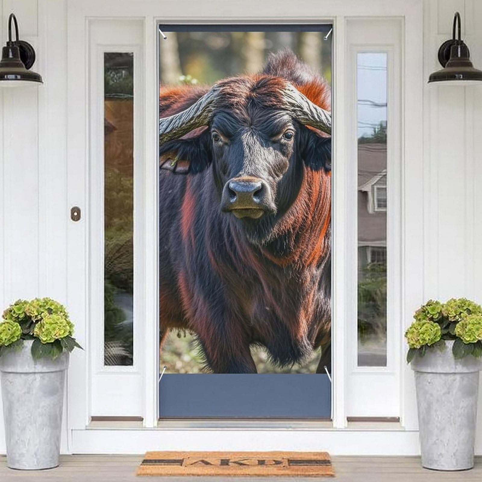 KLOPH Door Cover Decoration Welcome DoorBanner Porch Sign Photo Background Door Curtains for Doorway Privacy Window Curtain Cow Porch Cover Indoor Outdoor Decor 70.9x35.4in
