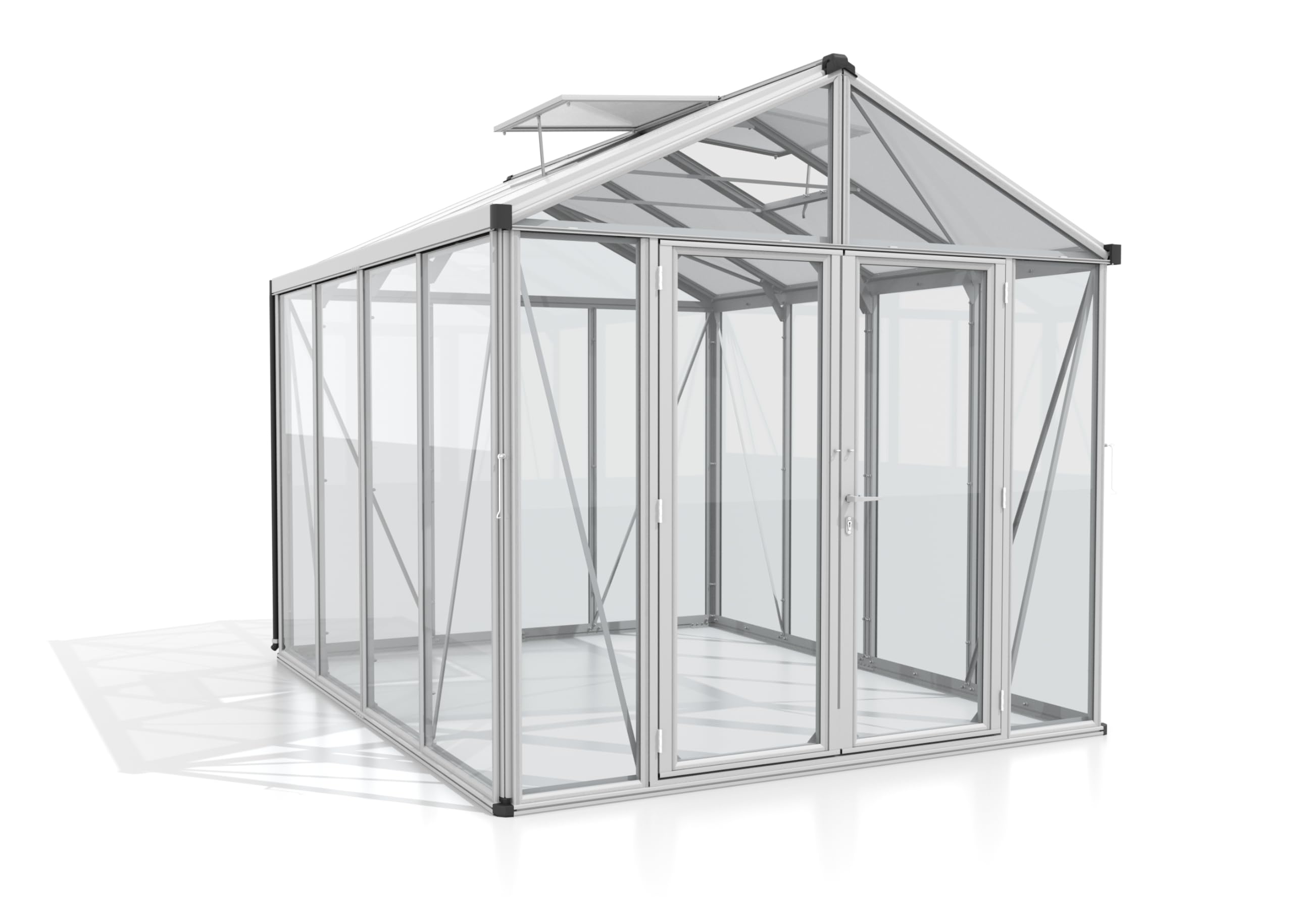 Zeus Comfort 8100 ESG/HKP Gewächshaus Aluminium eloxiert 2 Dachfenster Hingucker