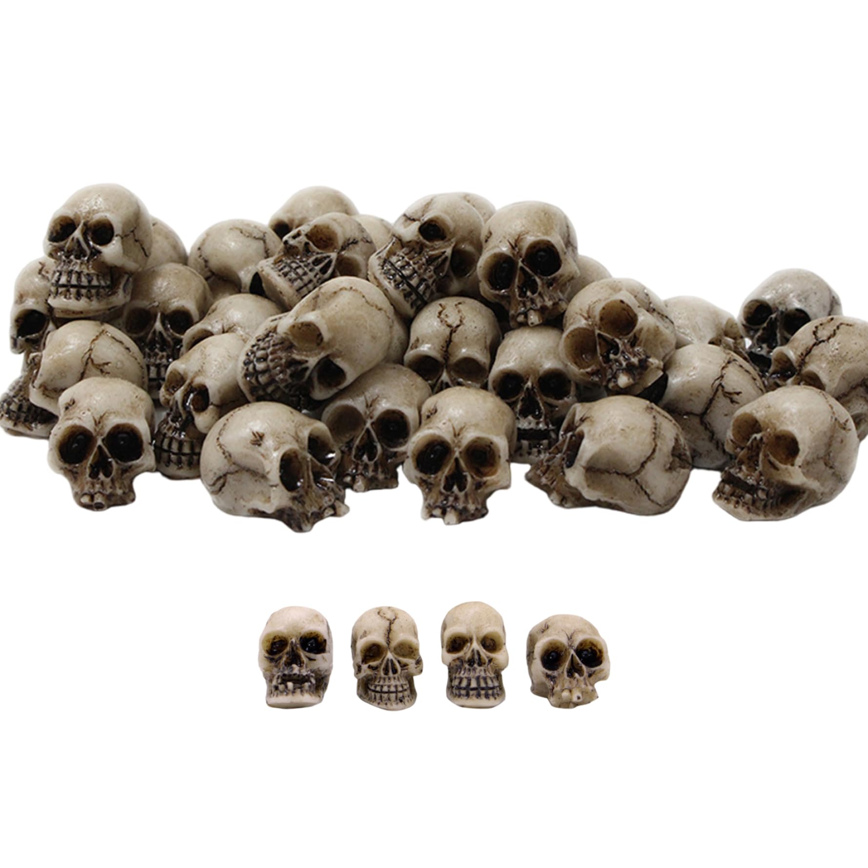 Ameble Mini Skulls 20PCS Resin Halloween Skulls DIY Small Skeleton Head for Vase Filler Micro Landscape Dollhouse Table Decor Halloween