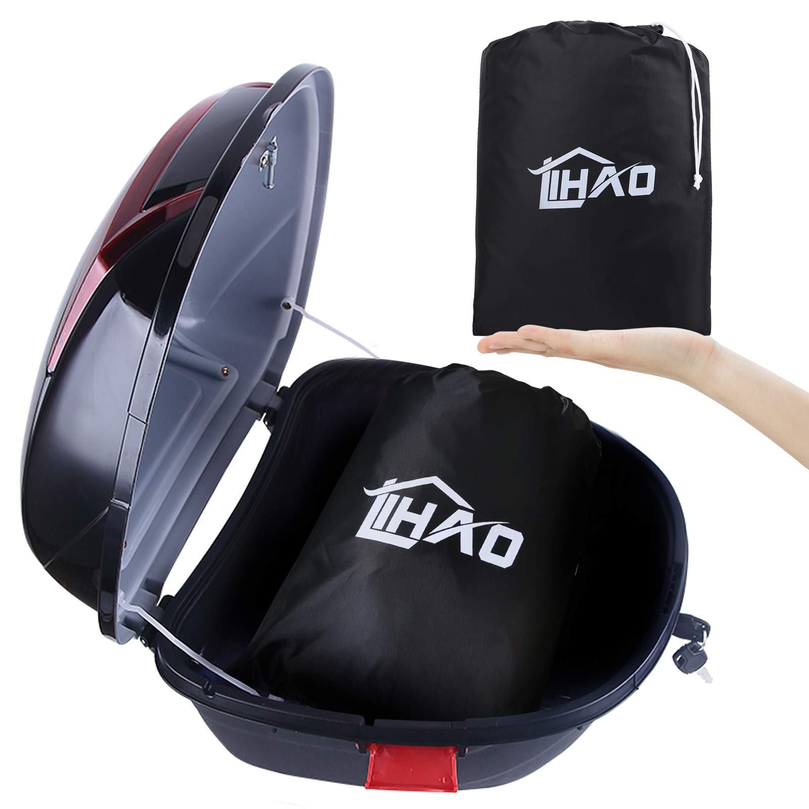 LIHAO Copertura di protezione per moto impermeabile, resistente al freddo e alle intemperie, protegge dalla polvere 190T - Nero, XXL