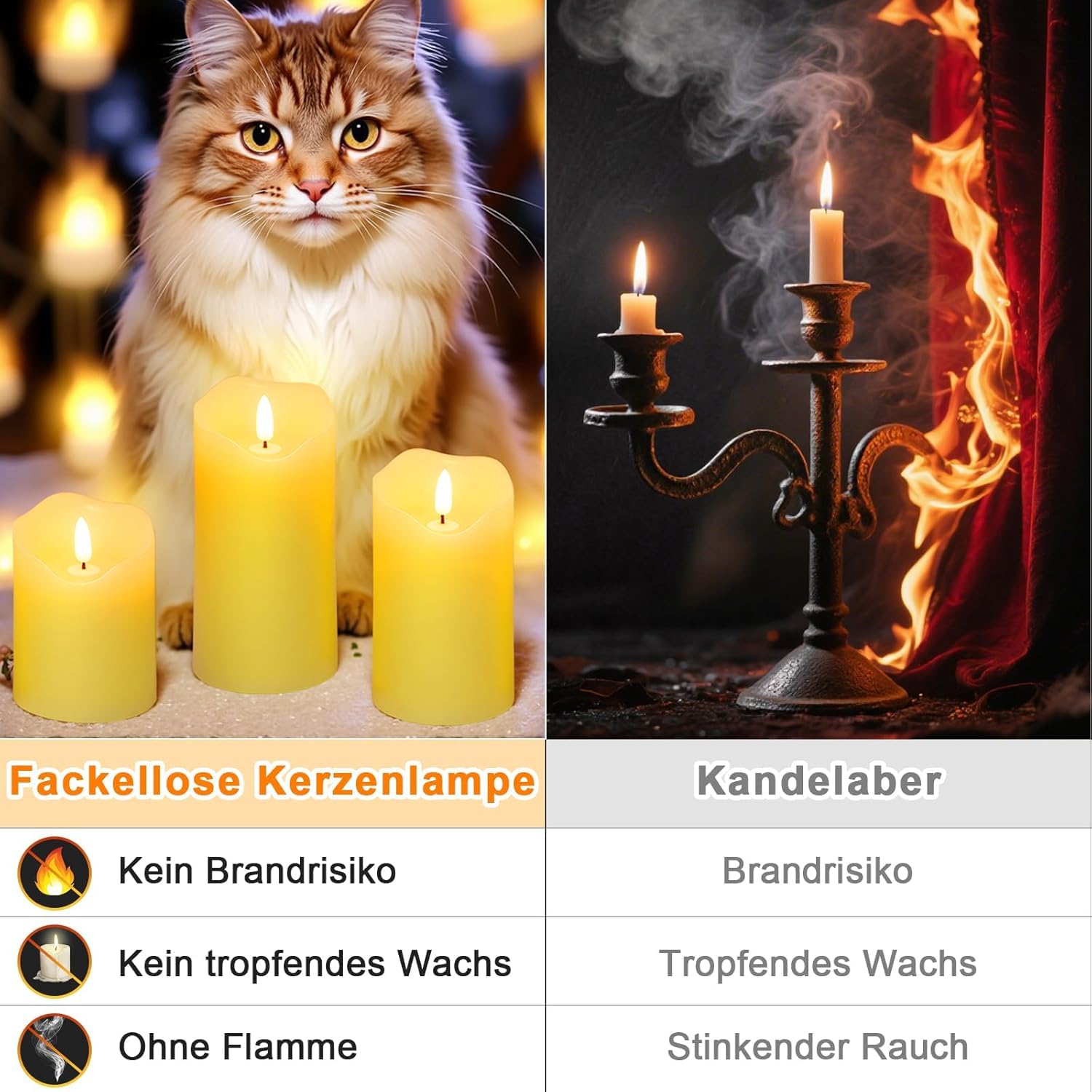 Velas LED parpadeantes con pilas, 4 cm x 6,5 cm, cera auténtica, batería realista, 6 unidades de velas LED para exteriores, llama parpadeante para bodas, fiestas