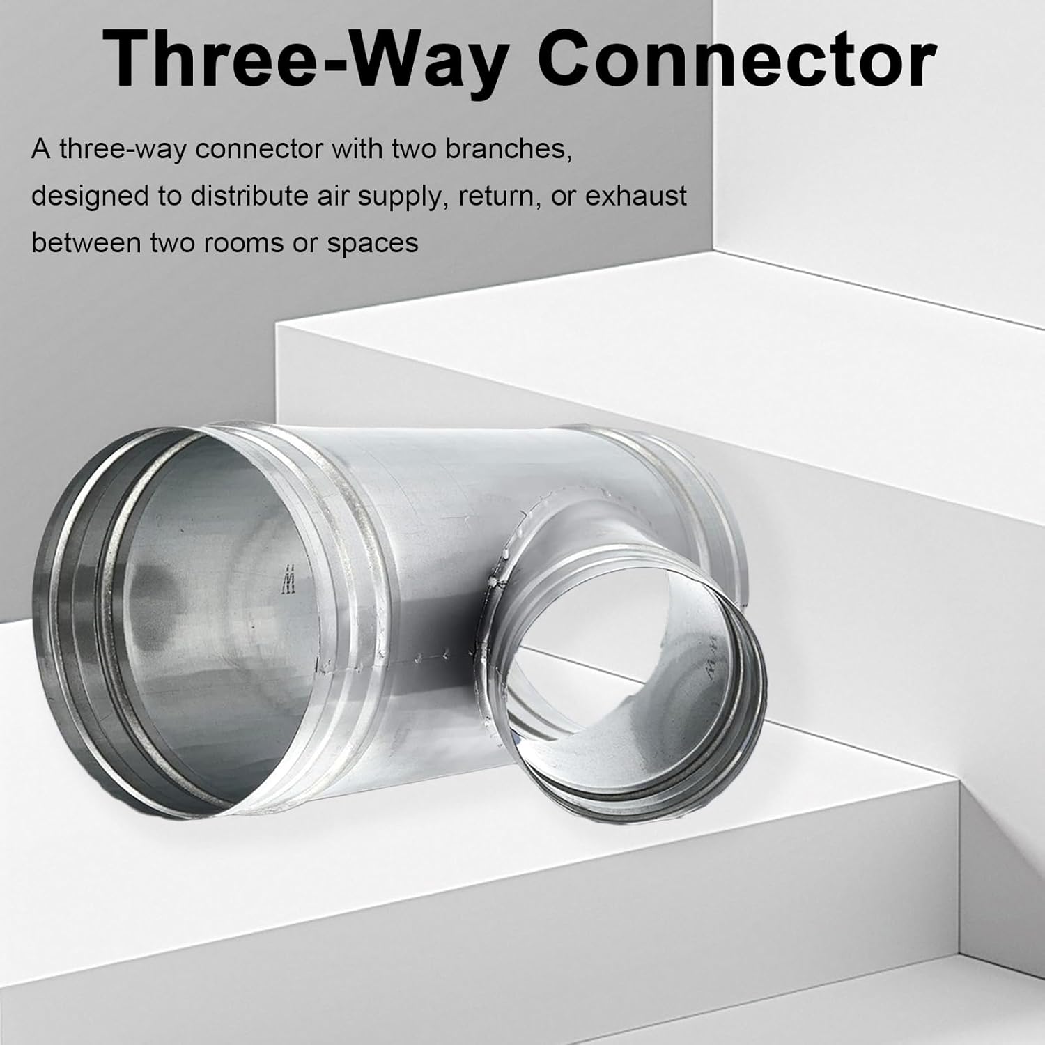 TOP-VIGOR 6 x 6 x 4 Inch Wye Shape Duct Splitter, 45° Degree Dust Fitting Adapter, 3 Way Duct Hose Connector, Galvanized Steel Branch for Exhaust Fan, Dryer Vent Hose, Industrial HVAC Ventilation