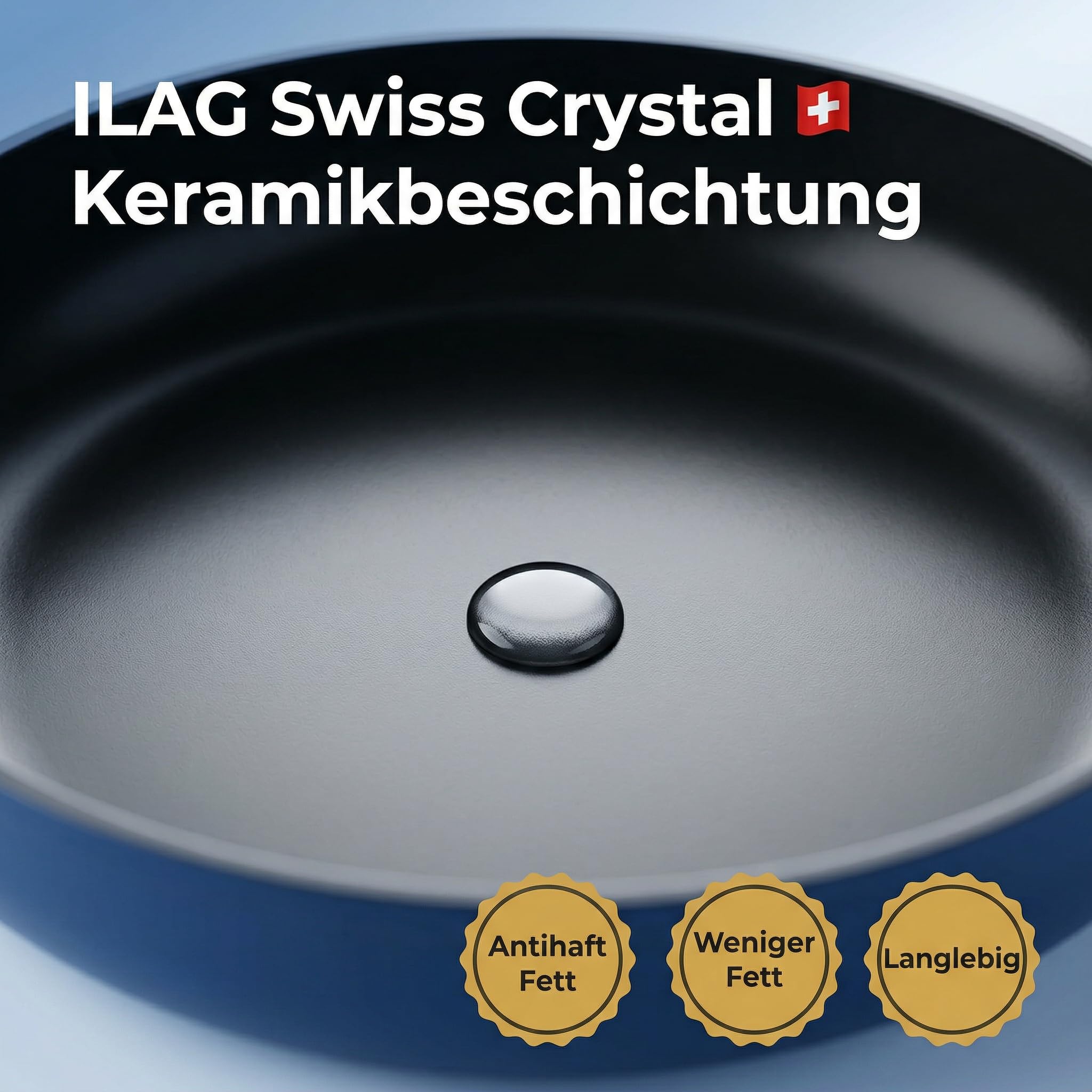 Rosmarino Chef's Choice patelnia wielofunkcyjna, 24 cm, kute aluminium, ILAG Swiss Ceramic, parowar, pokrywka i akcesoria, indukcja, niebieska