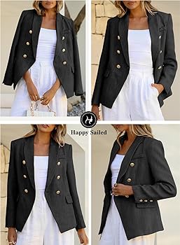 Happy Sailed Tweed Blazers for Women Fall Long Sleeve Double