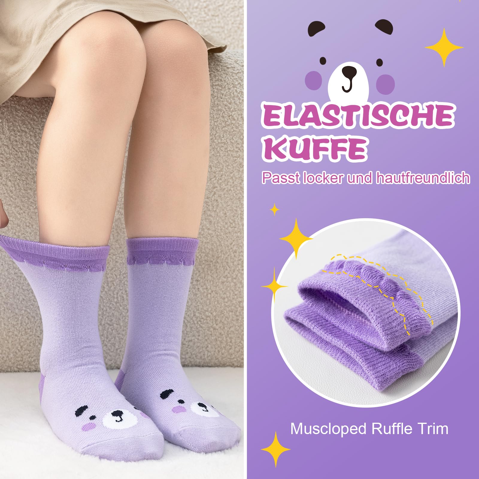 Cirorld Calze Bambina Calzini Fantasia per Bambino Cotone Calzini Divertenti Ragazza Unicorno Sirena Calzini Animali Cartoni, 2-11 Anni, 6 Paia