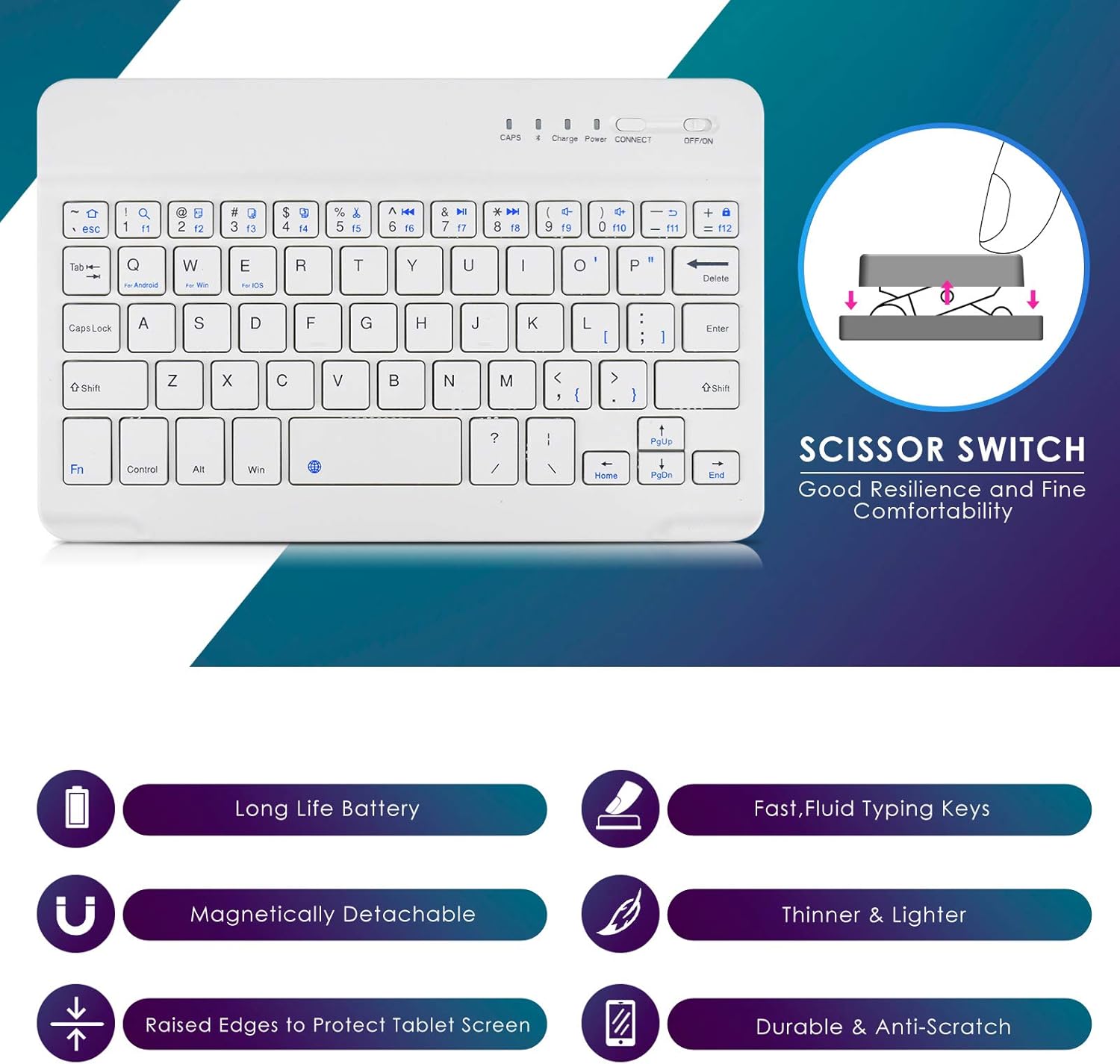 DETUOSI Universal 8.0 inch Android Tablet Case with Keyboard, Removable Wireless Bluetooth Keyboard + PU Leather Folio Book Cover + Stand, Travel Portable Sleeve for iOS/Android/Windows System Tablet - Image 5