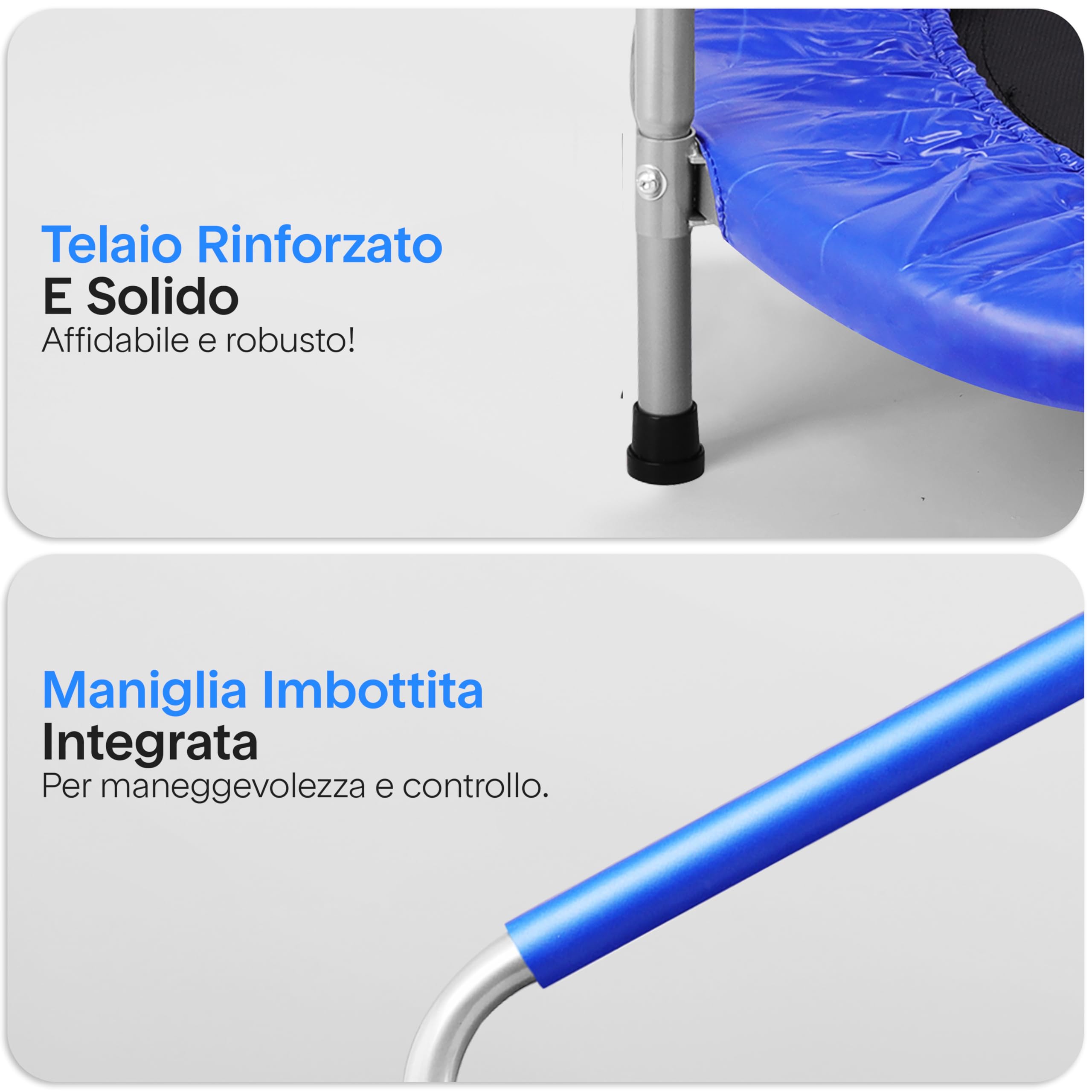 SereneLife Trampolino Elastico per Bambini Pieghevole 91/102 cm, Trampolino per Palestra in Casa con Maniglia in Schiuma, Giochi Bambini fino a 100 kg