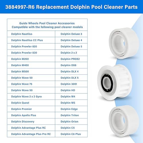 Miniatura 4 de Piezas de repuesto robóticas automáticas para limpiador de piscinas, ruedas guía paquete de 4 con 2 engranajes de polea 3884997-R6 para Maytronics