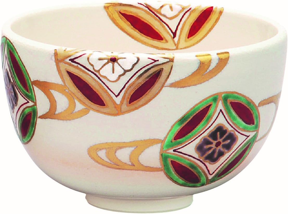 Nakamura Yohei Matcha Bowl, White, Size: Diameter 4.3 x Height 2.8 inches (10.8 x 7 cm), Rishyu Tea Bowl, Cloisonne Driing Water, Paper Box