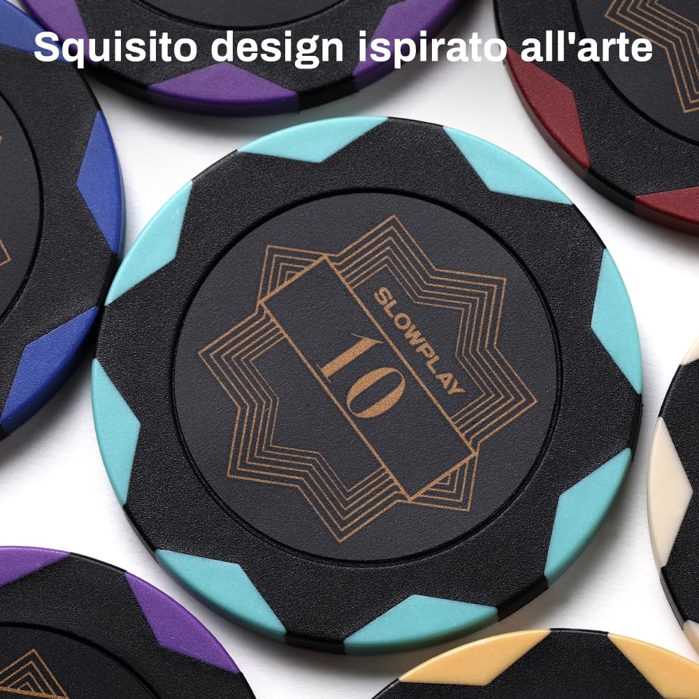 Set Poker 500 Fiches In Ceramica Slowplay - Con Custodia E Carte - Foto 4