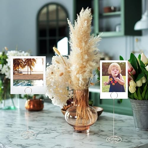 Miniatura 13 de KIMOBER 10 soportes para números de mesa de 8.75 pulgadas de alto, soporte para tarjetas de lugar redondo, soporte de notas de mesa, clips